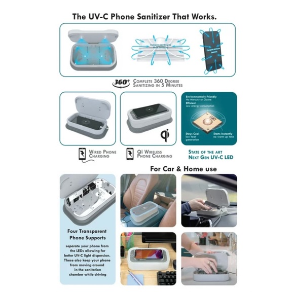 Dual Electronics UV Phone Sanitizer for Car& Home UseWireless Phone Charging Pad - Picture 2 of 7